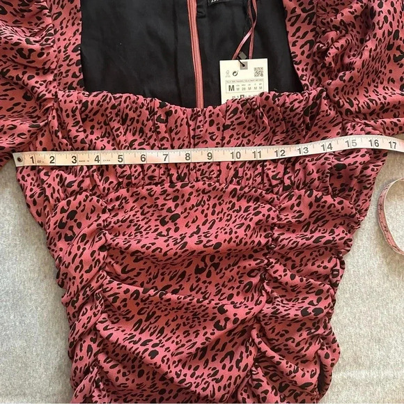 NWT Zara Draped Pink Leopard Print Mini Dress size M - Picture 5 of 7